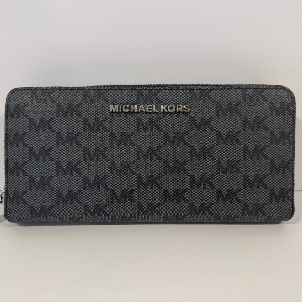 Michael Kors Black and Gray Logo Wallet